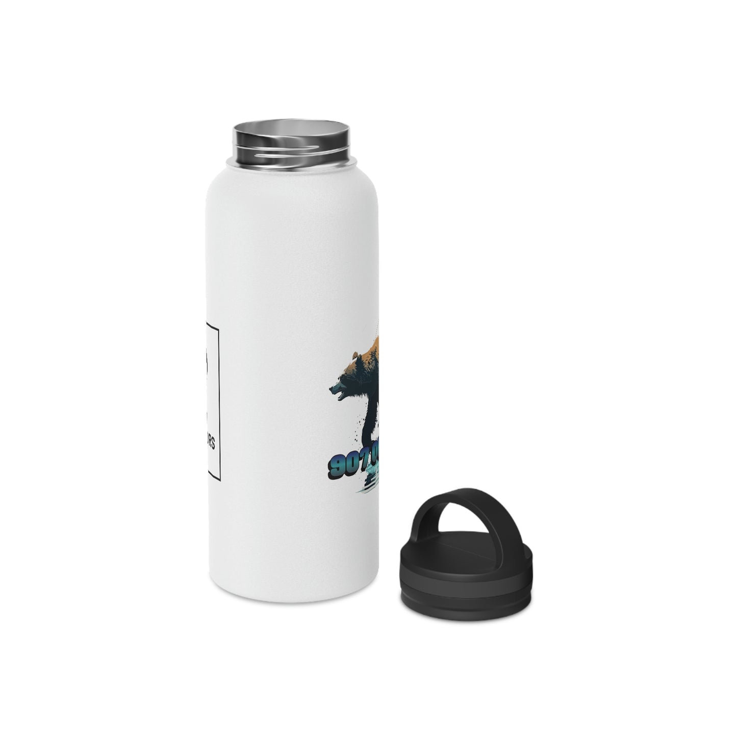 River Bear Stainless Steel Water Bottle, Handle Lid - 907Outdoors